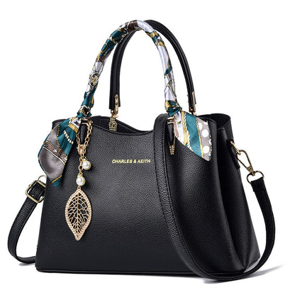 Women's Shoulder Bag With Leaf Pendant Fashion Silk
